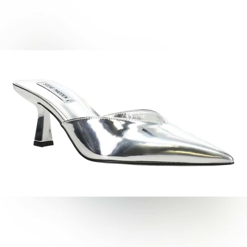 Steve Madden Mod Metallic Pointed Toe Kitten Heel Pumps NEW